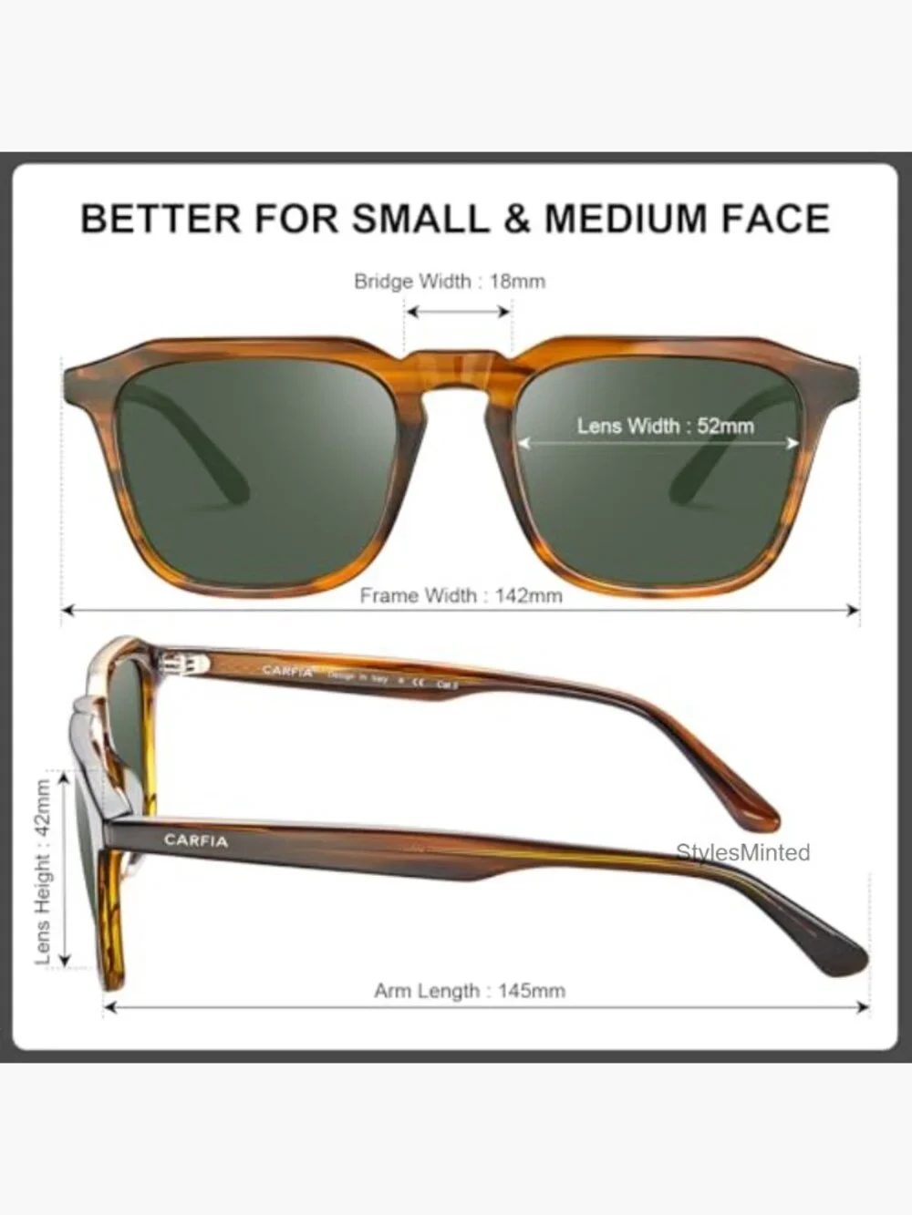 Retro Square Polarized Sunglasses Men UV400 Acetate Hand-crafted 60s Style